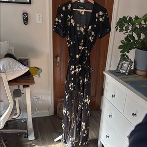 Reformation Elegant Black Floral Dress